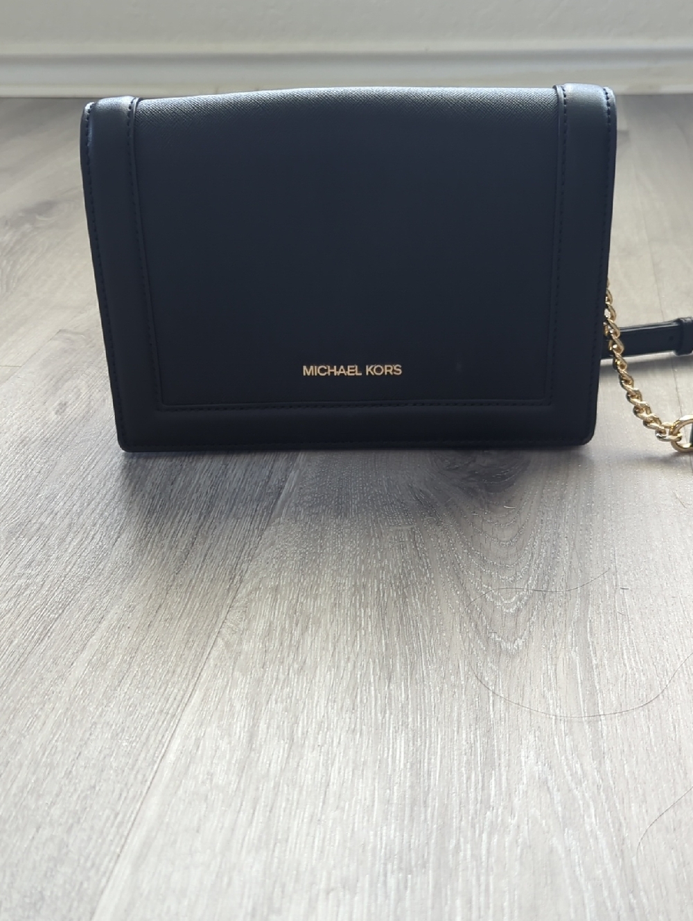 Michael Kors Navy Saffiano Leather Crossbody with Gold Hardware
